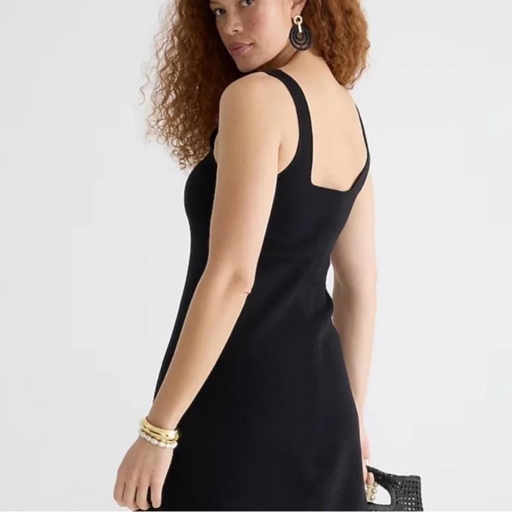J. Crew Womens Re-imagined Squareneck Black Knit Sleeveless Mini Sweater Dress M